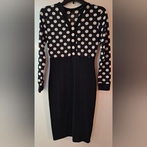 BLACK & WHITE POLKA DOT SHEATH DRESS